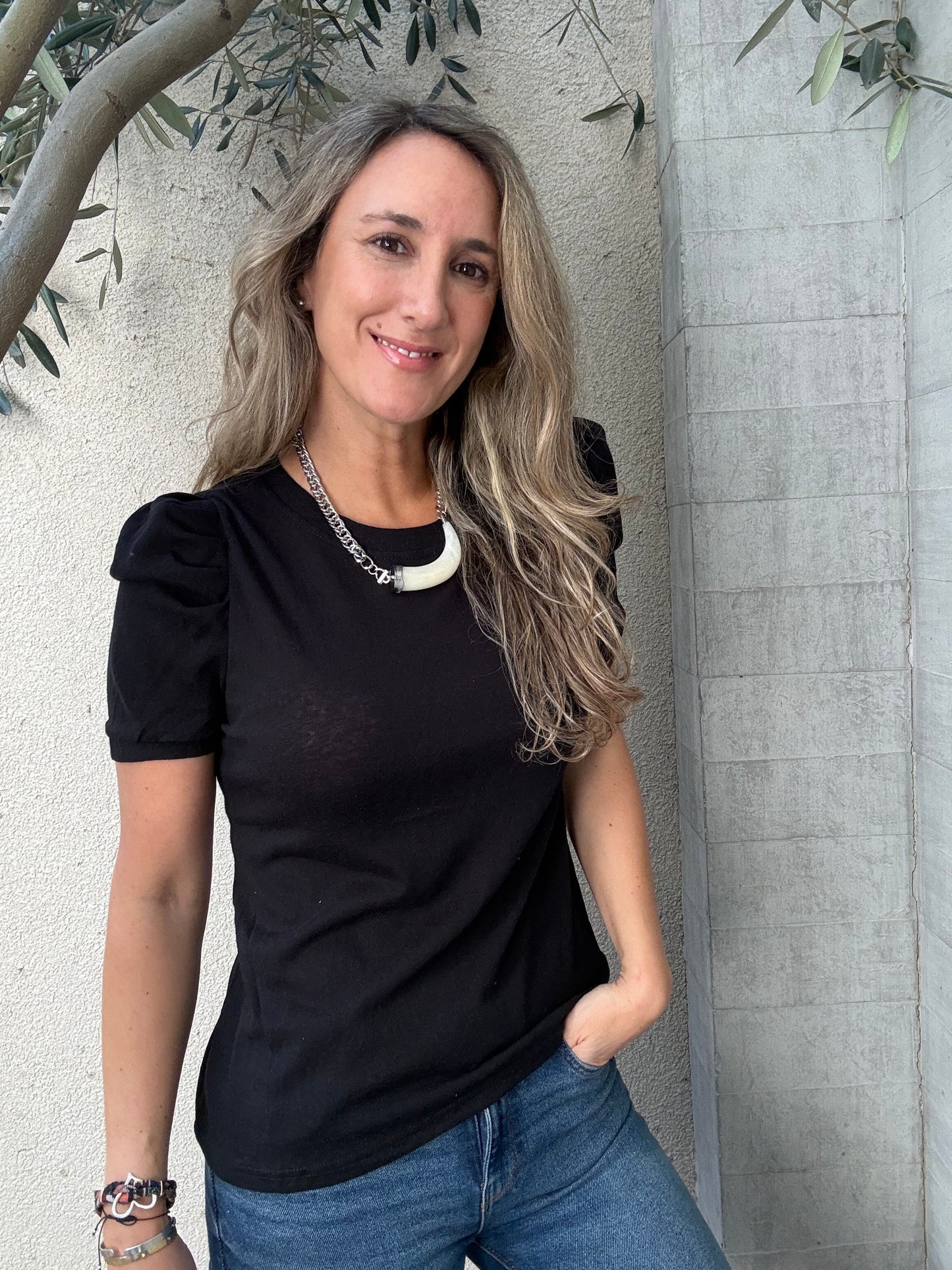 Polera Murcia blanca negra