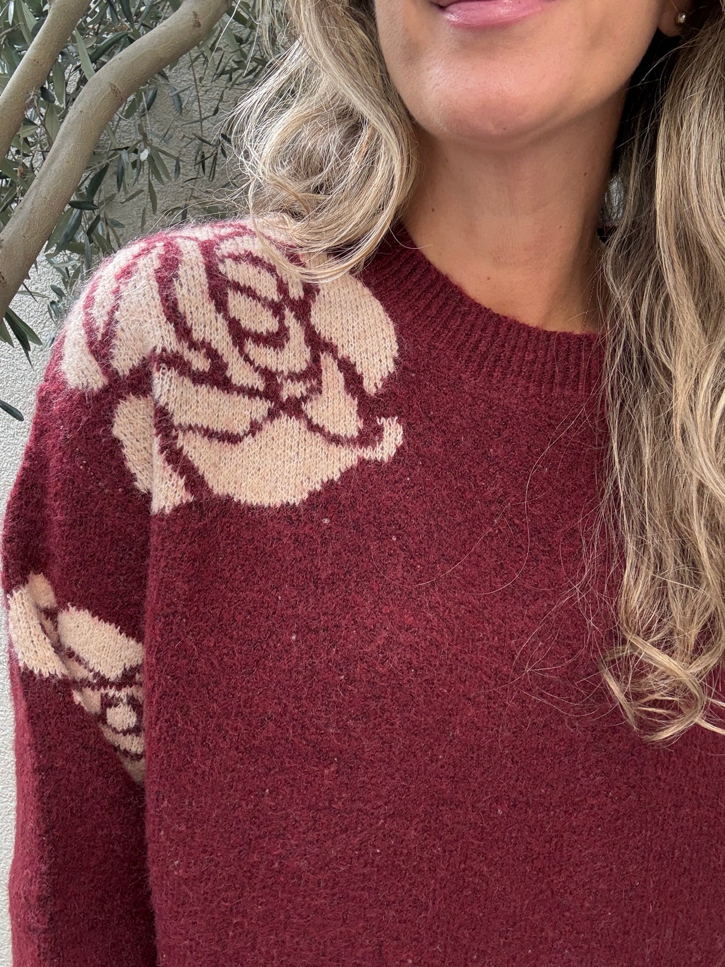 Sweater Flor Burdeo