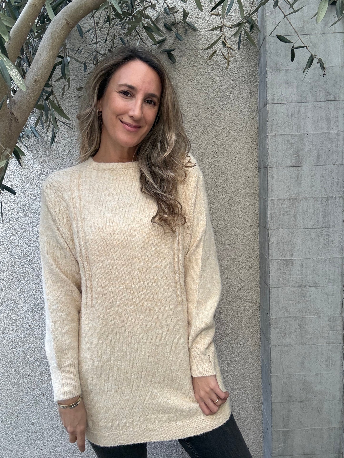 Chaleco trenza beige