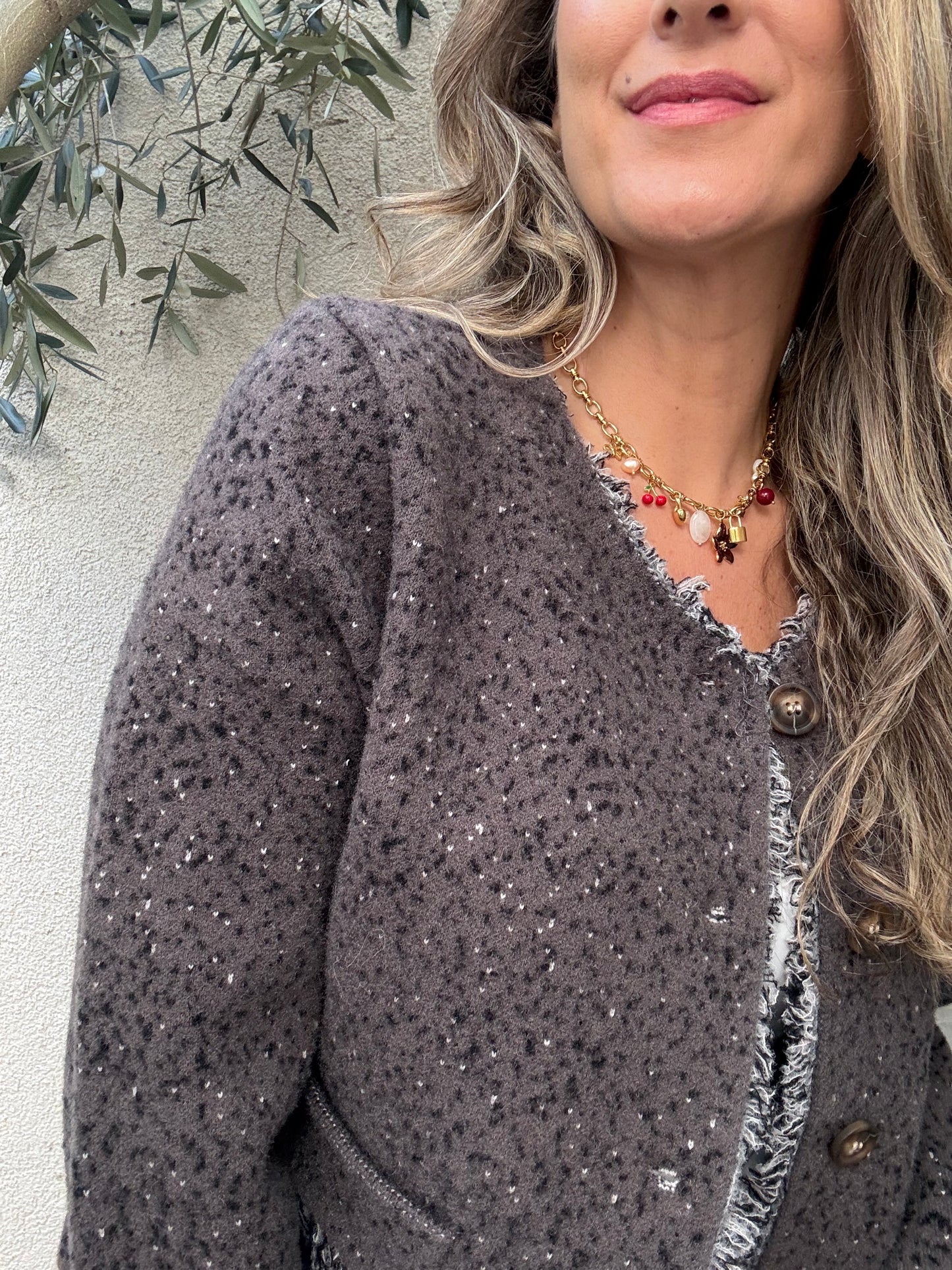 Chaqueta jaspeada gris claro