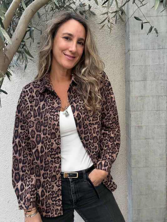 Blusa suede print camel