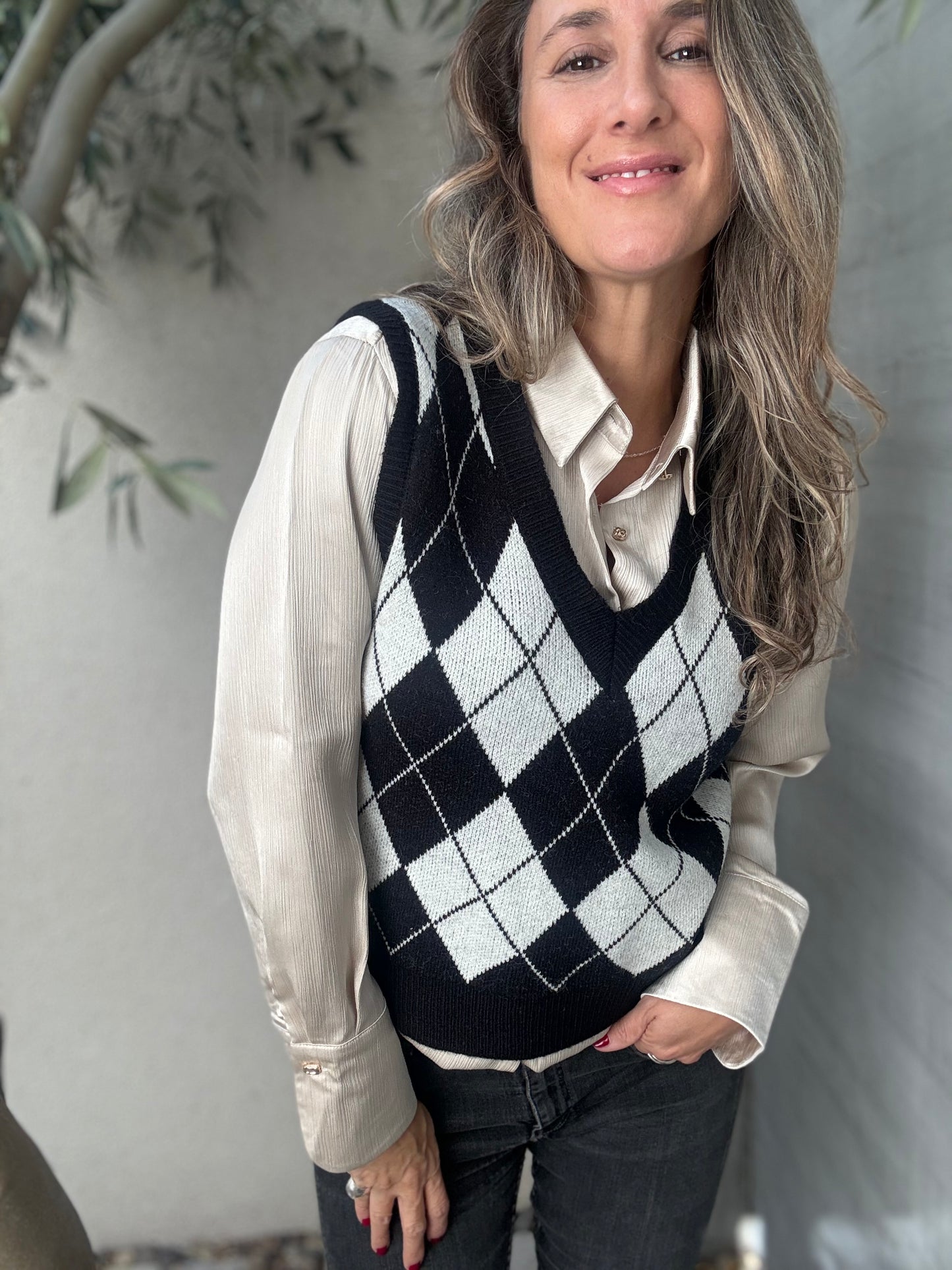Sweater sin manga rombo