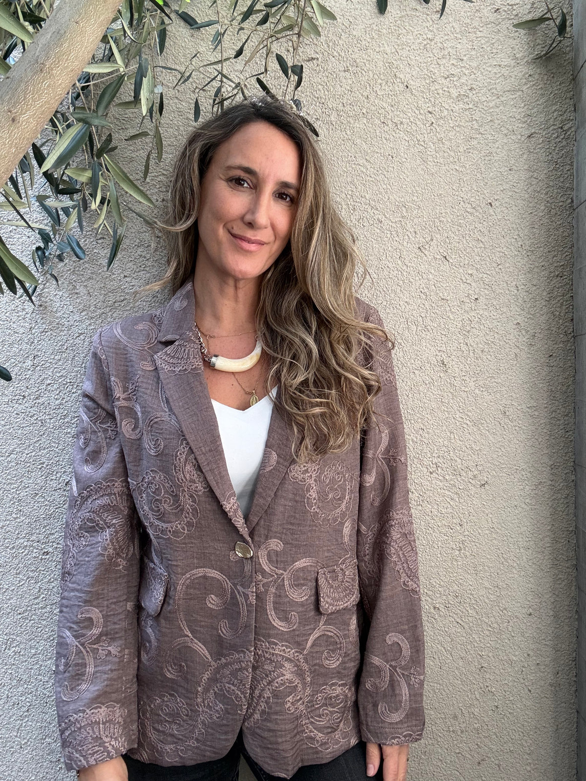 Blazer bordado moro/malva