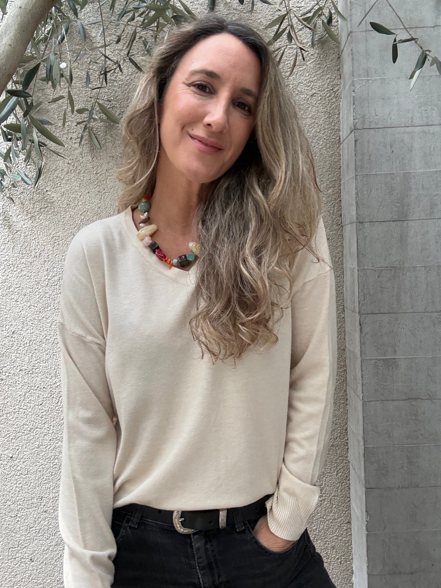 Sweater básico Barceloneta beige