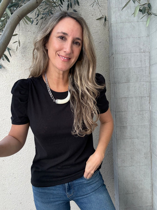 Polera Murcia blanca negra