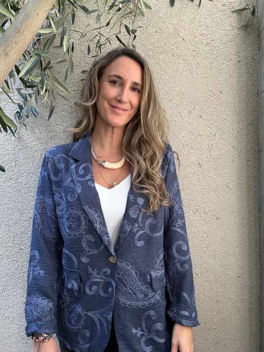 Blazer bordado azul