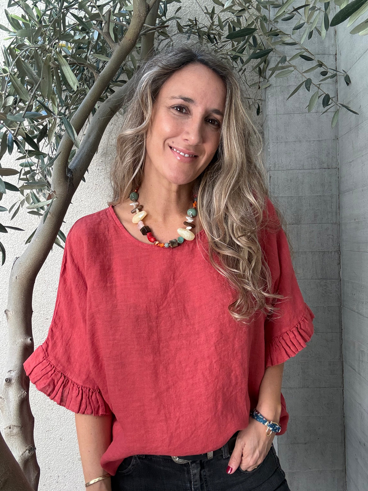 Blusa lino Salamanca frambuesa