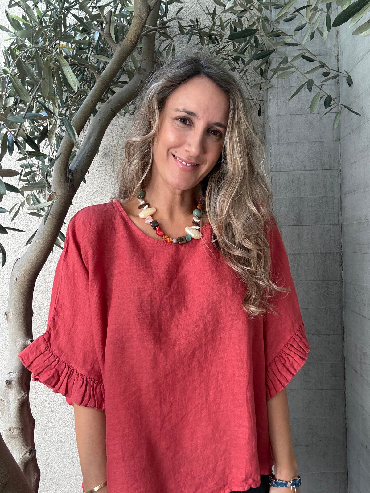 Blusa lino Salamanca frambuesa