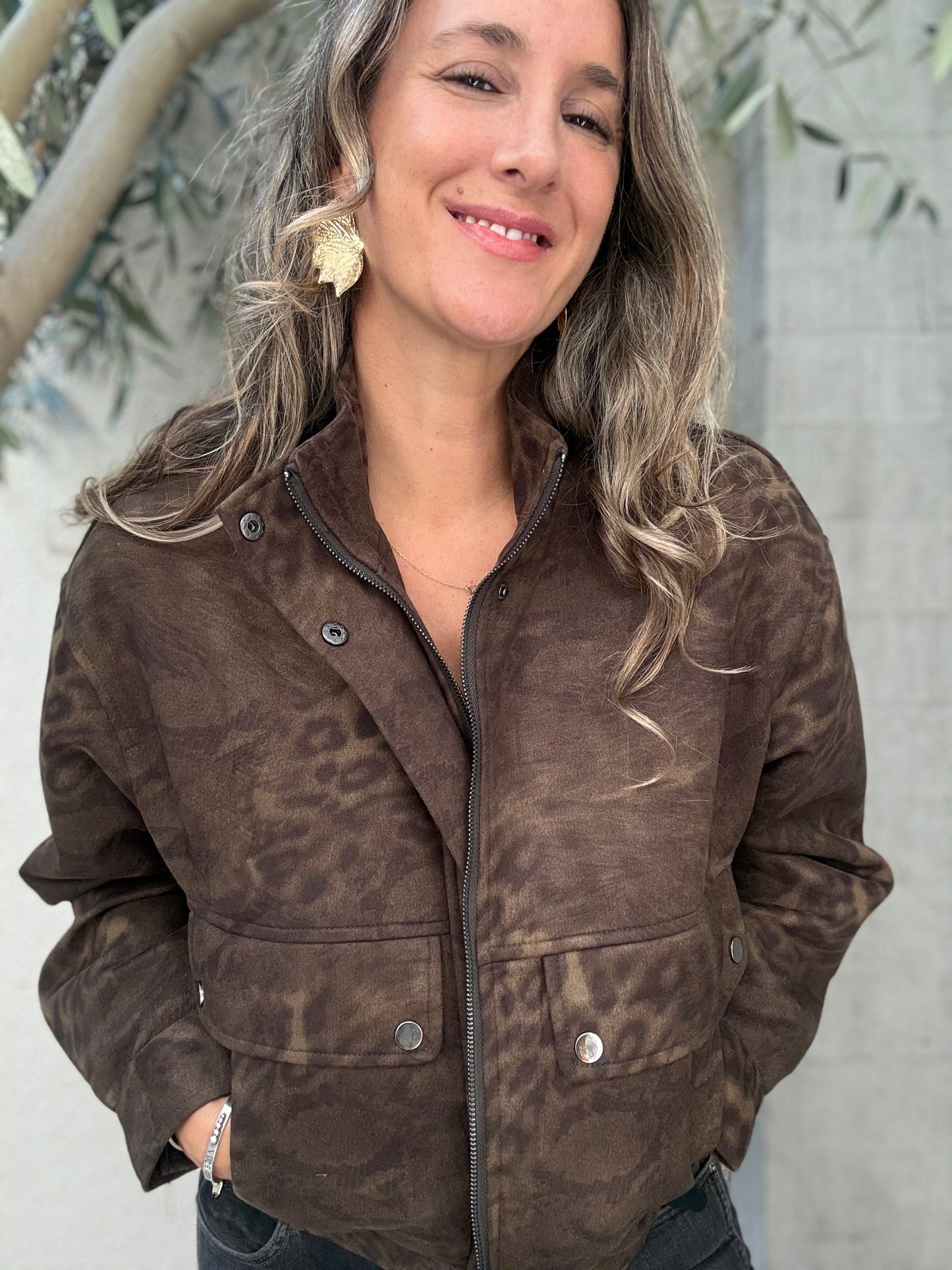 Chaqueta Toledo print café verdoso
