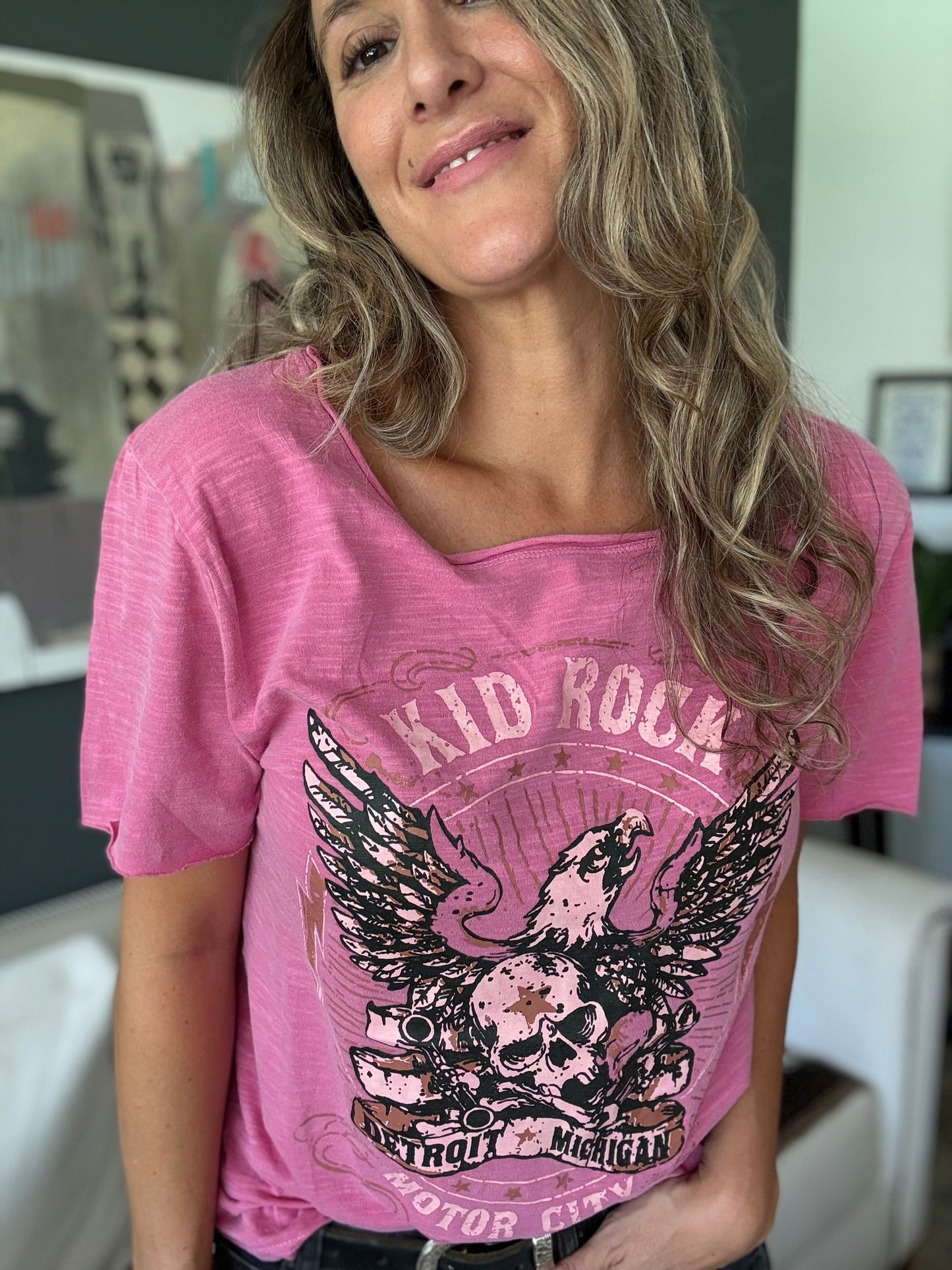 Polera rock fucsia