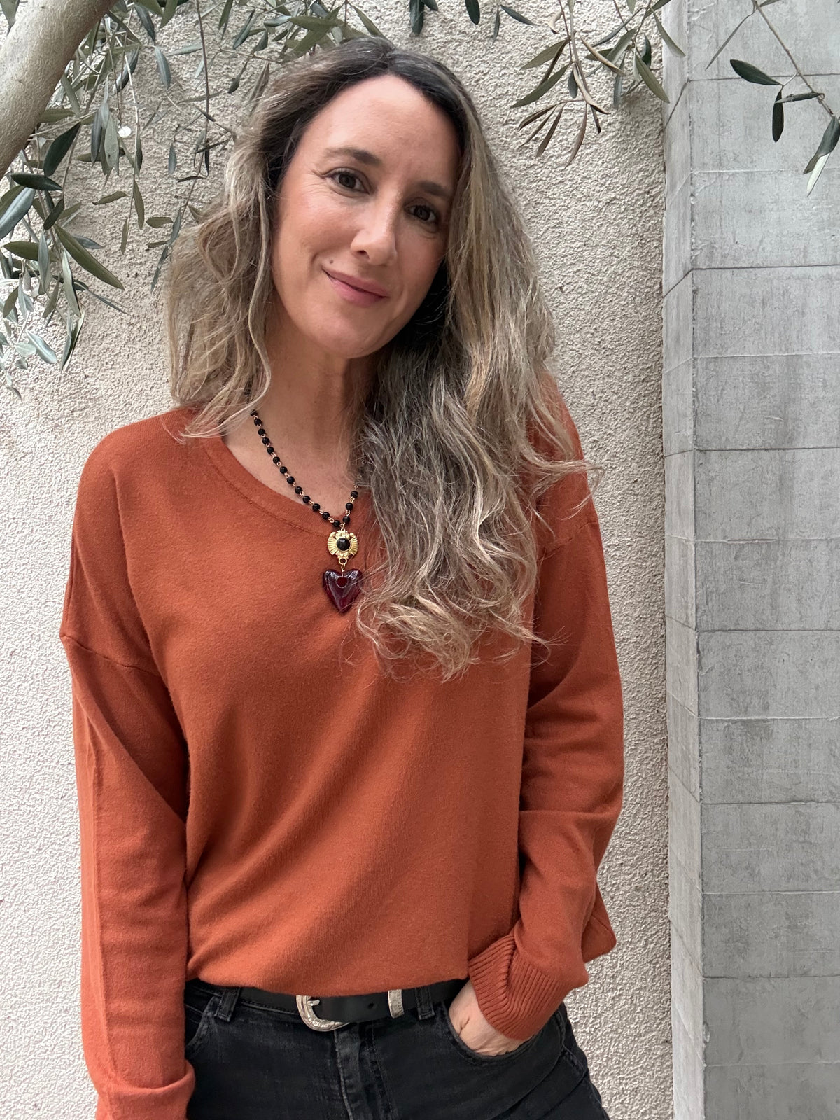 Sweater básico Barceloneta terracota