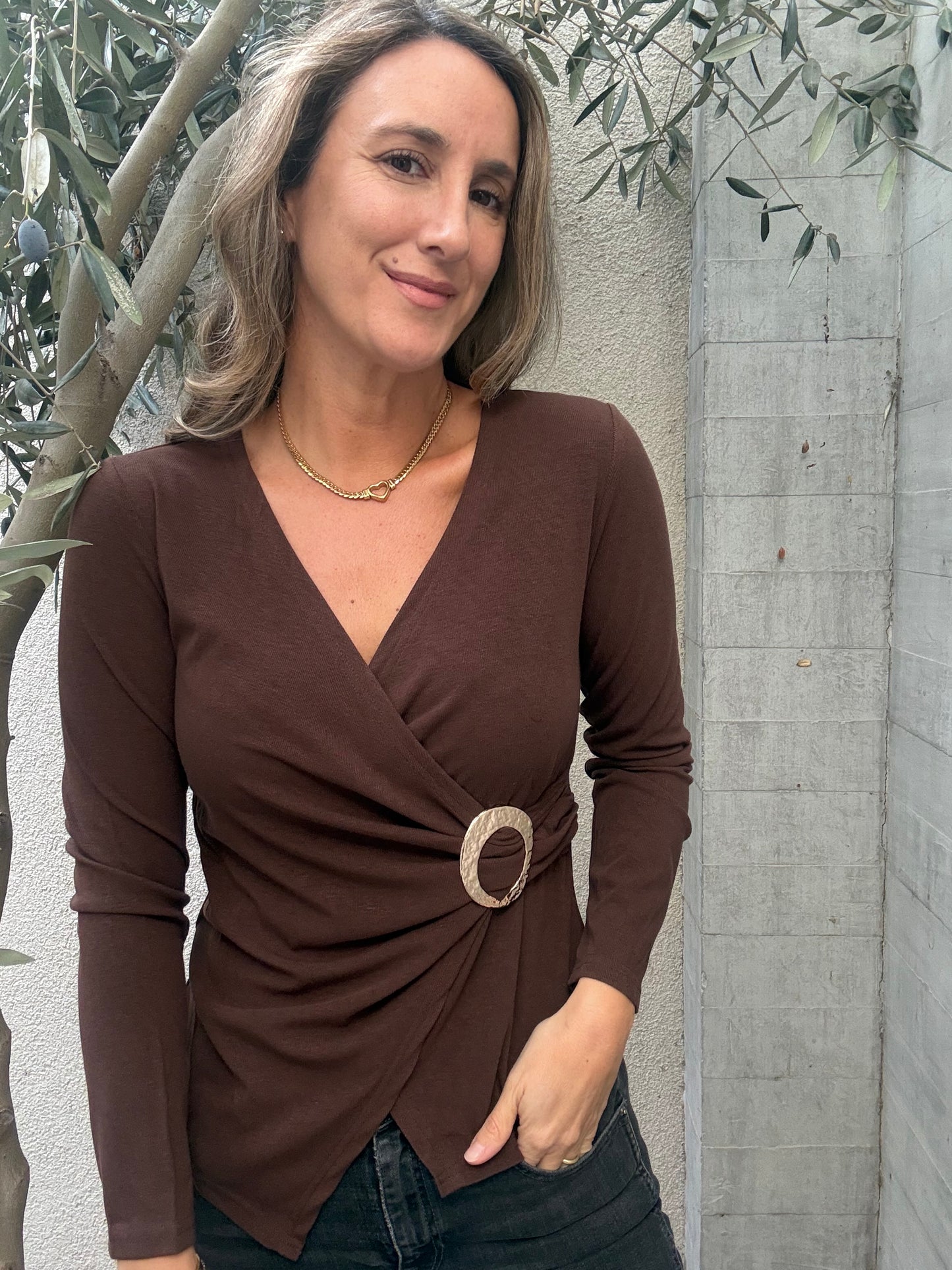 Polera argolla café