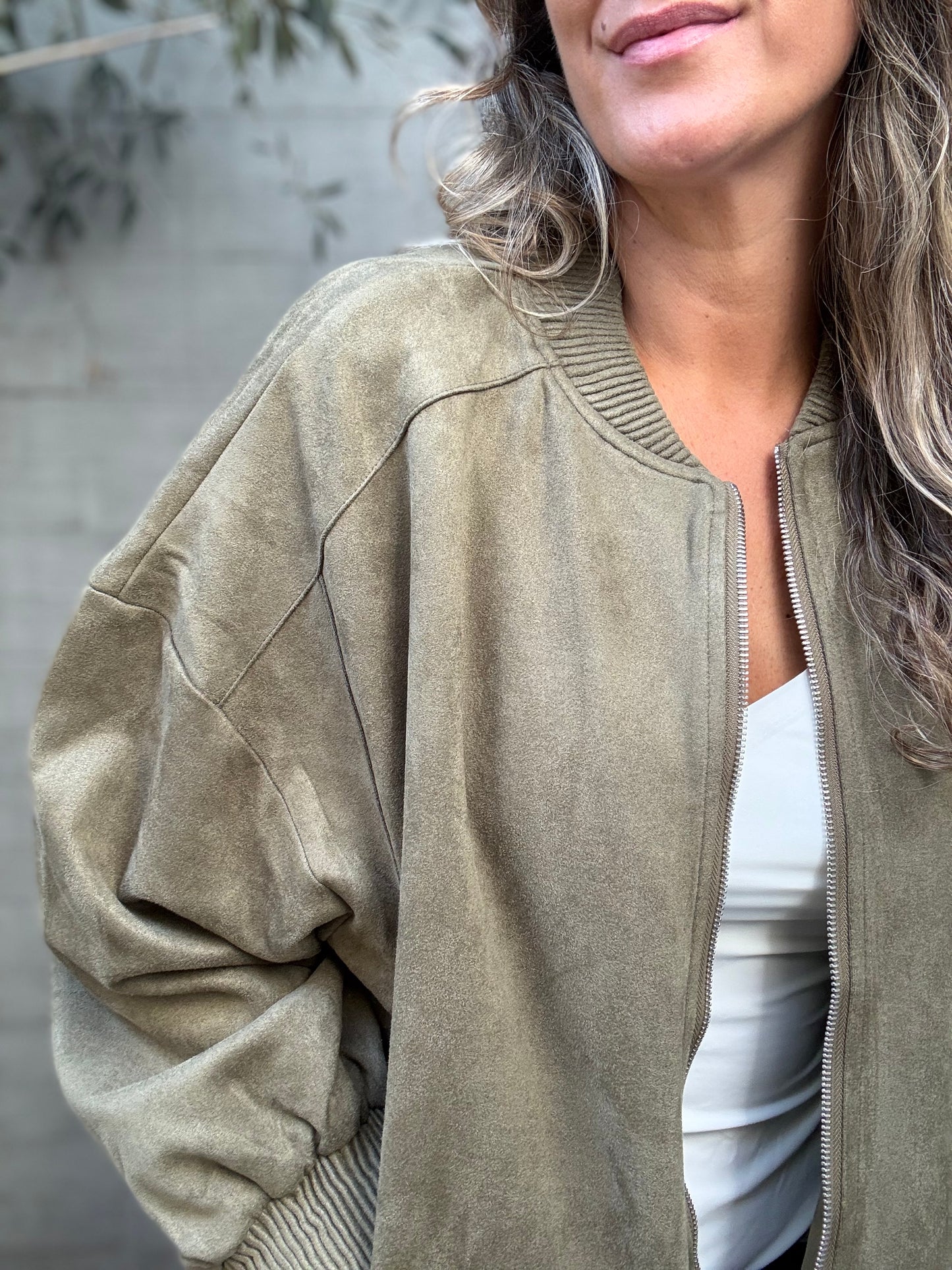 Bomber gamuza verde