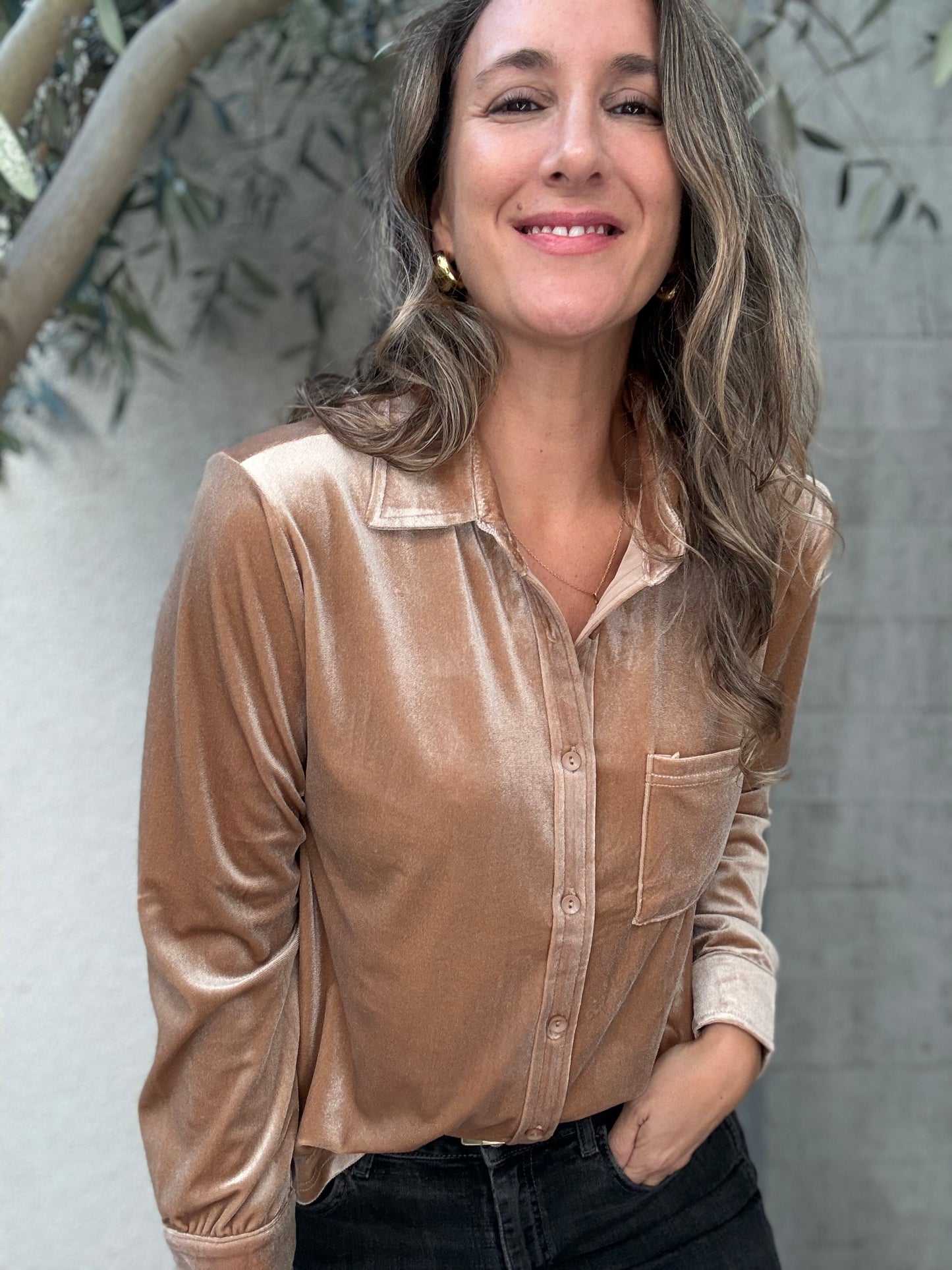 Blusa Terciopelo beige