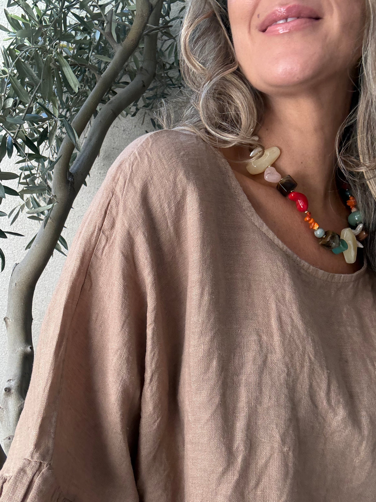 Blusa lino Salamanca café