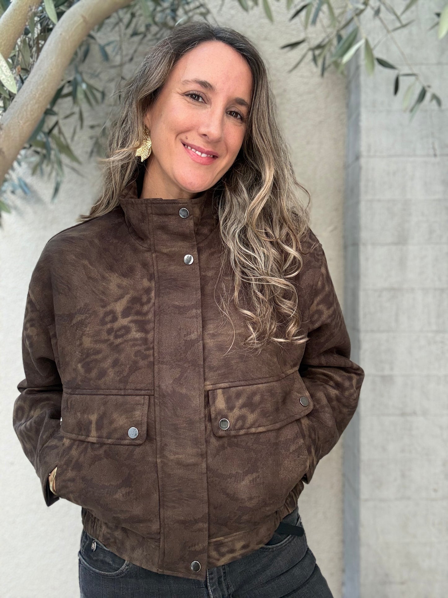 Chaqueta Toledo print café verdoso