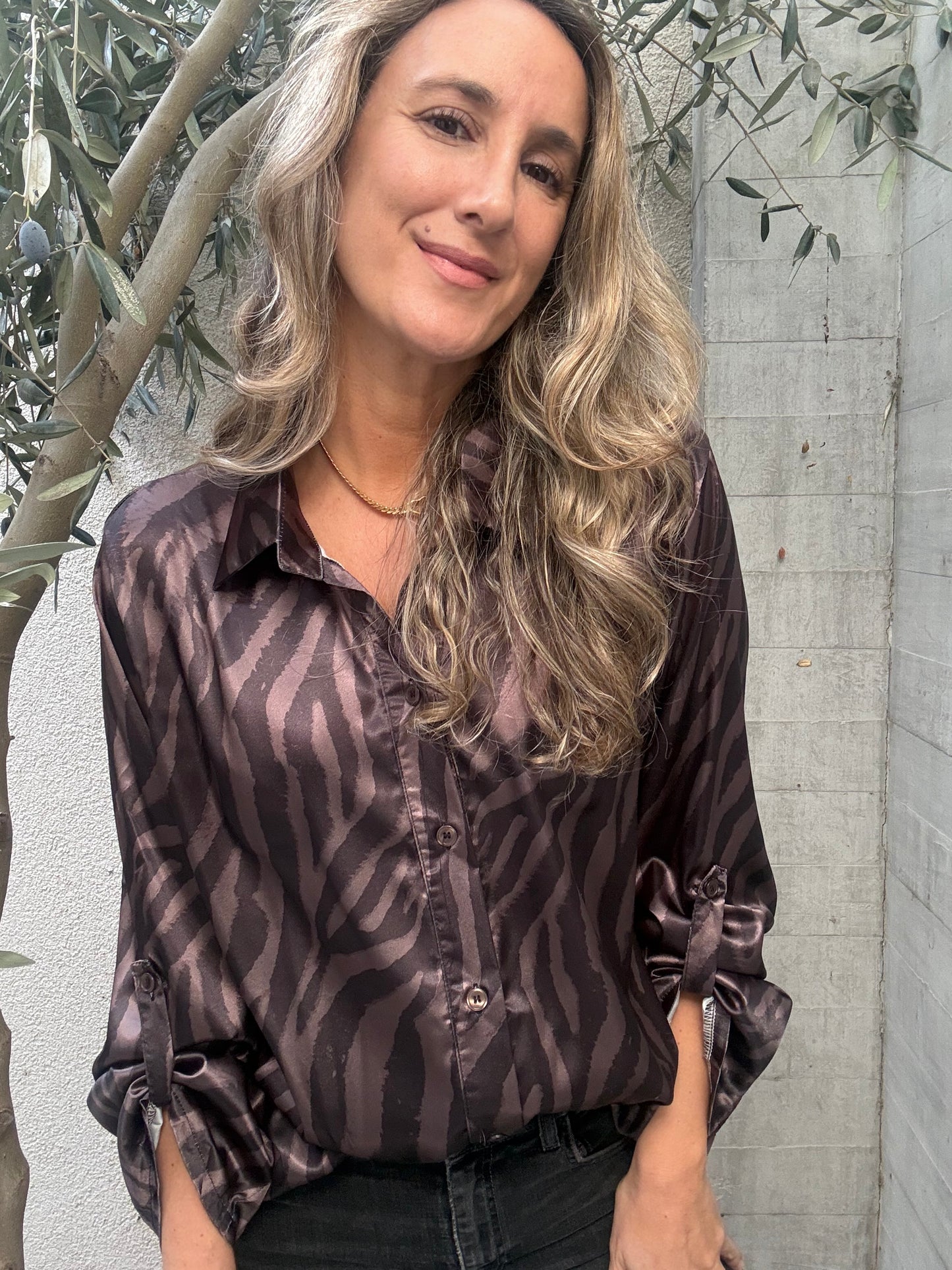 Blusa cebra gris morado