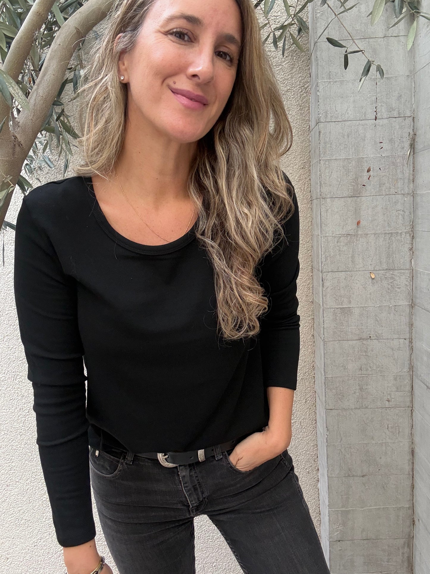 Polera simple microfibra negro