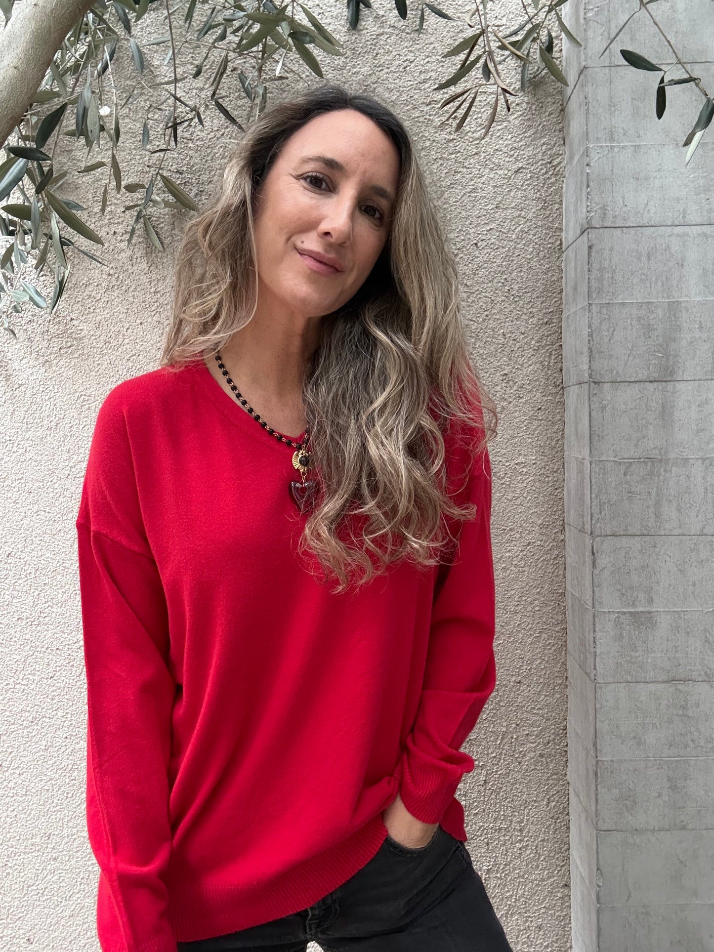 Sweater básico Barceloneta rojo