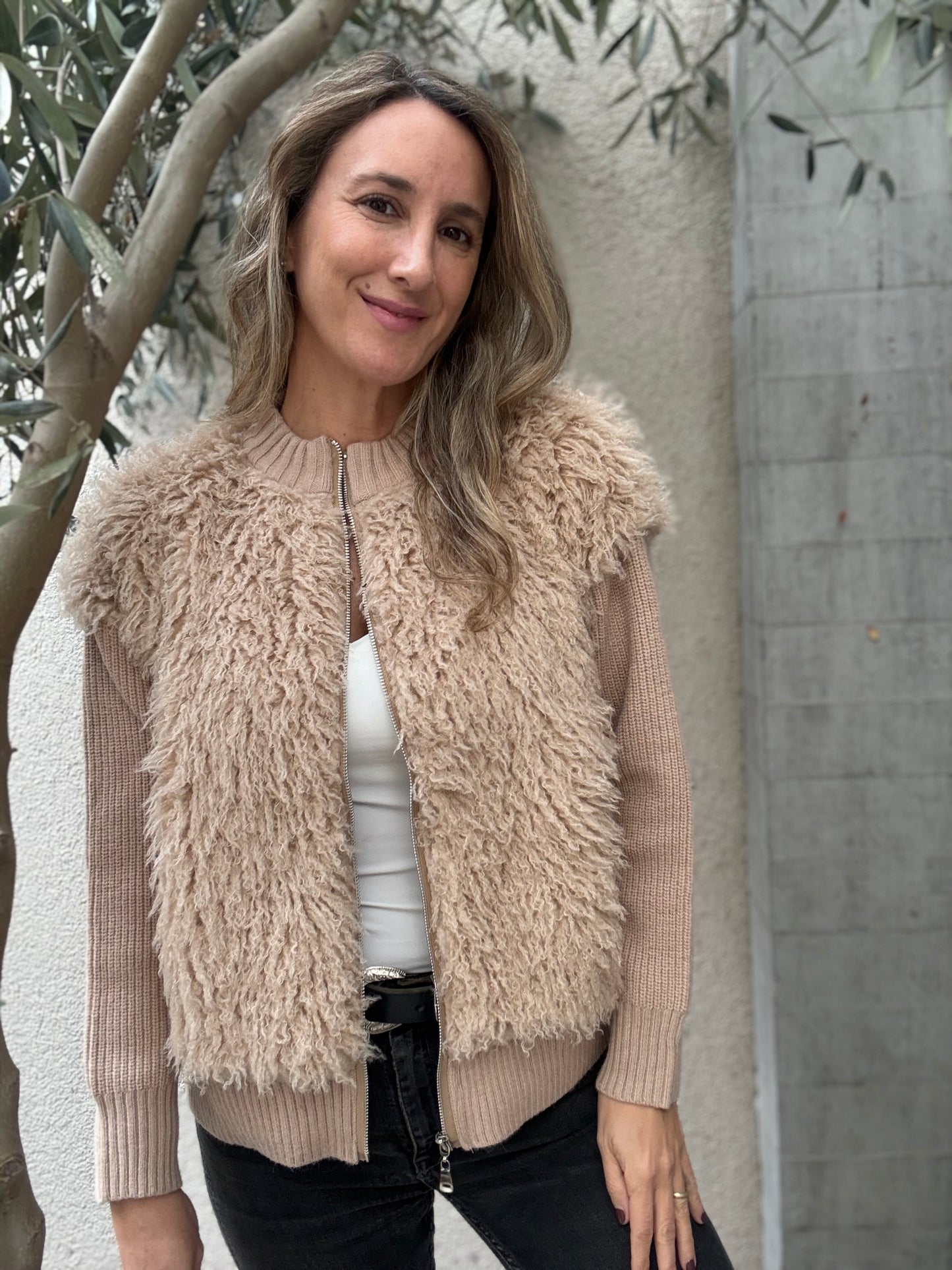 Chaleco Peludo Camel