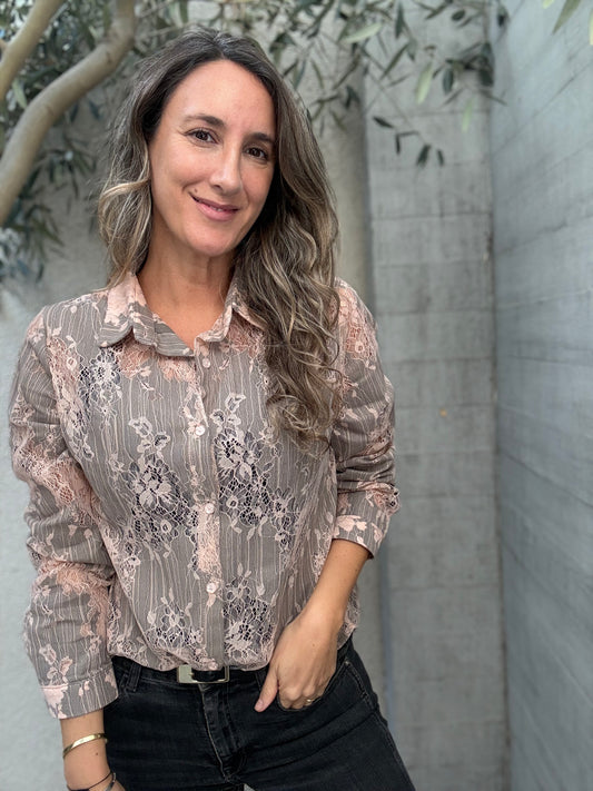 Blusa Encaje rosa