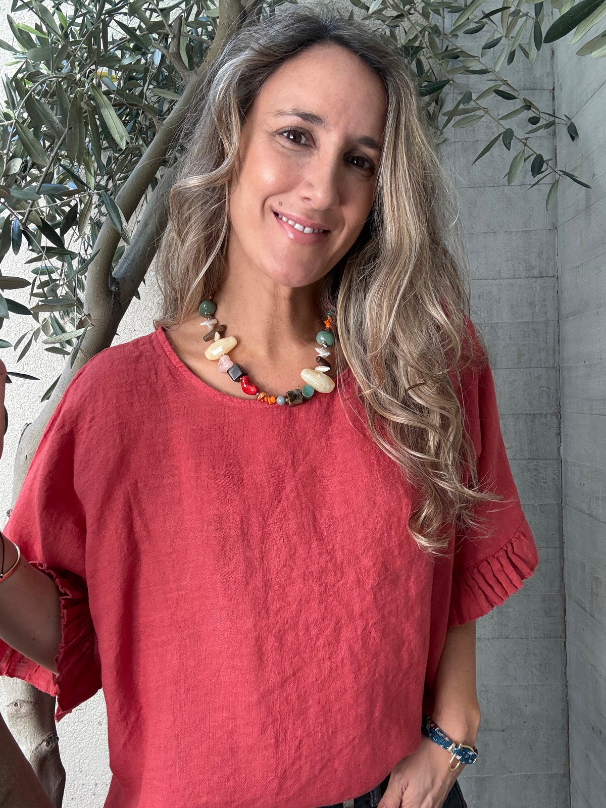 Blusa lino Salamanca frambuesa
