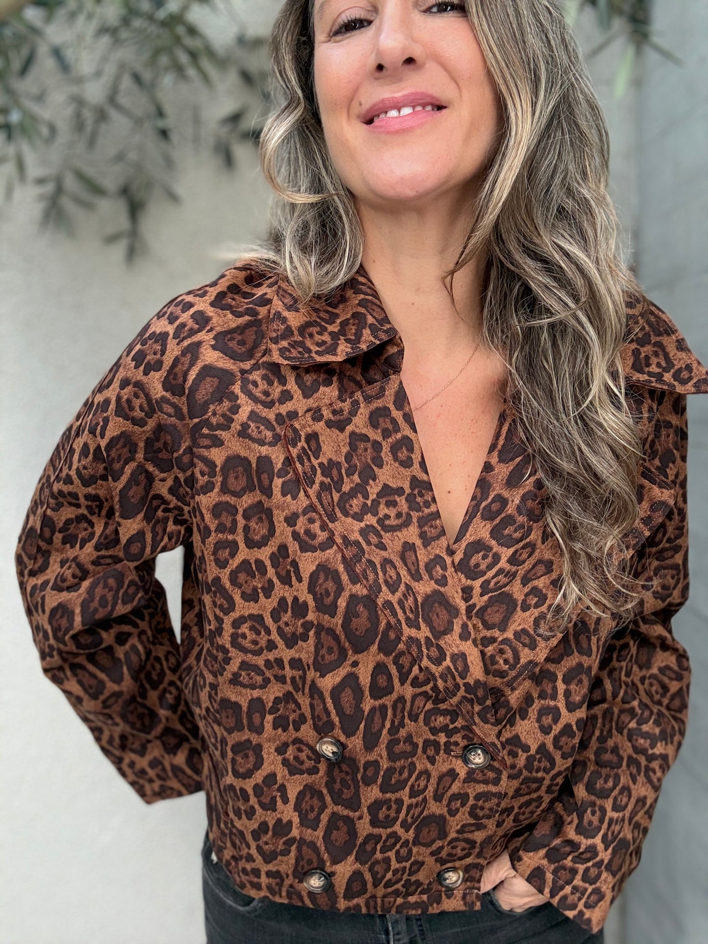 Chaqueta suede print camel