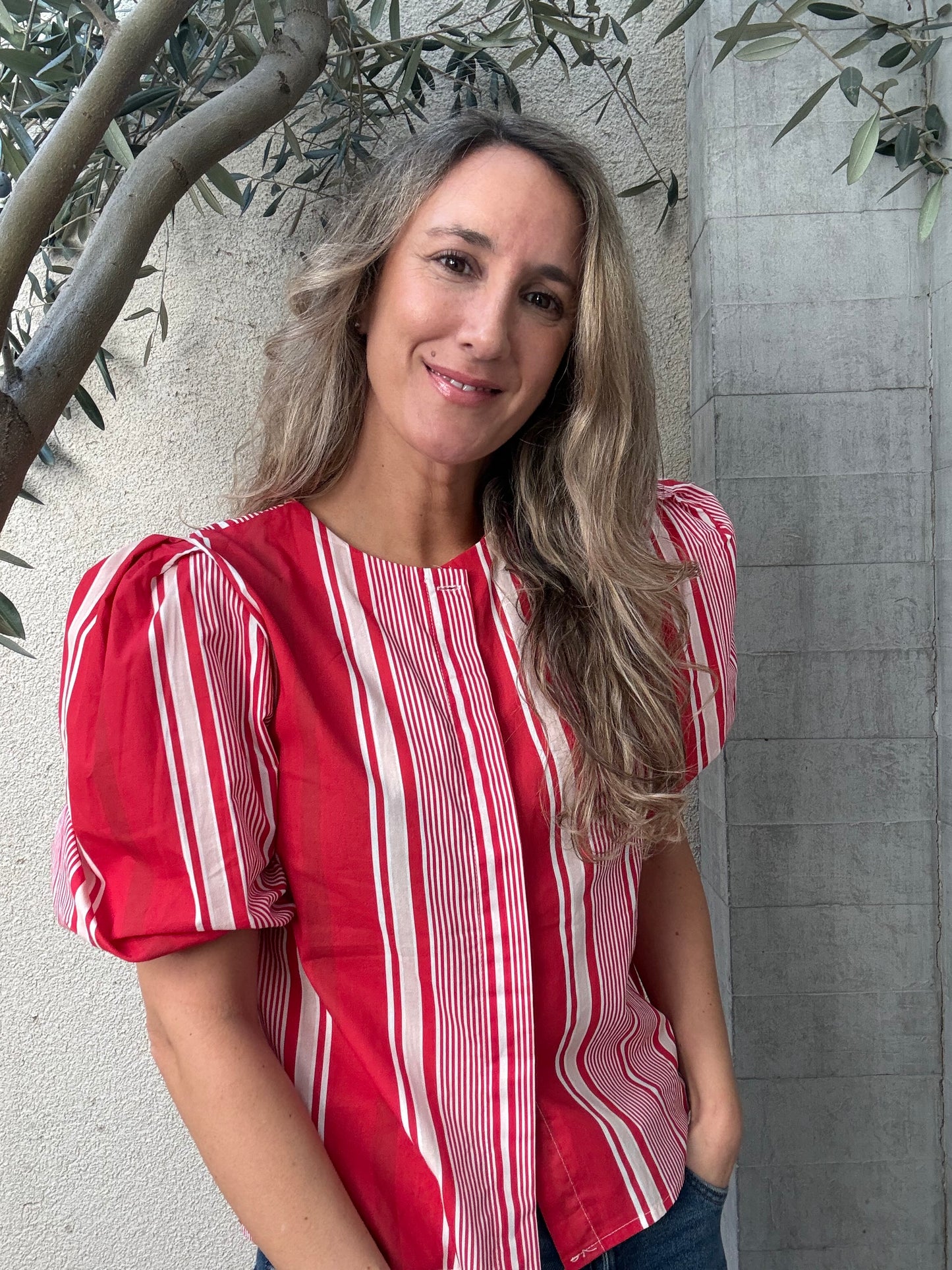 Blusa rayas roja