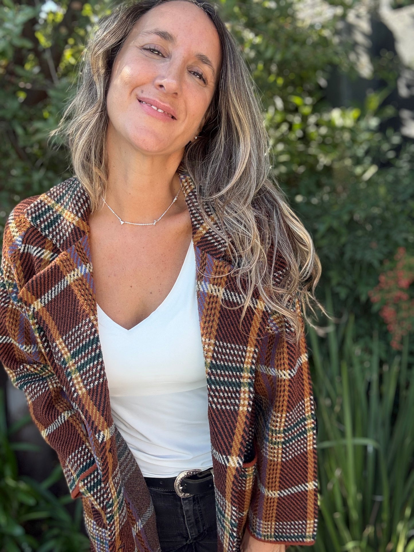 Chaqueta escocesa ladrillo