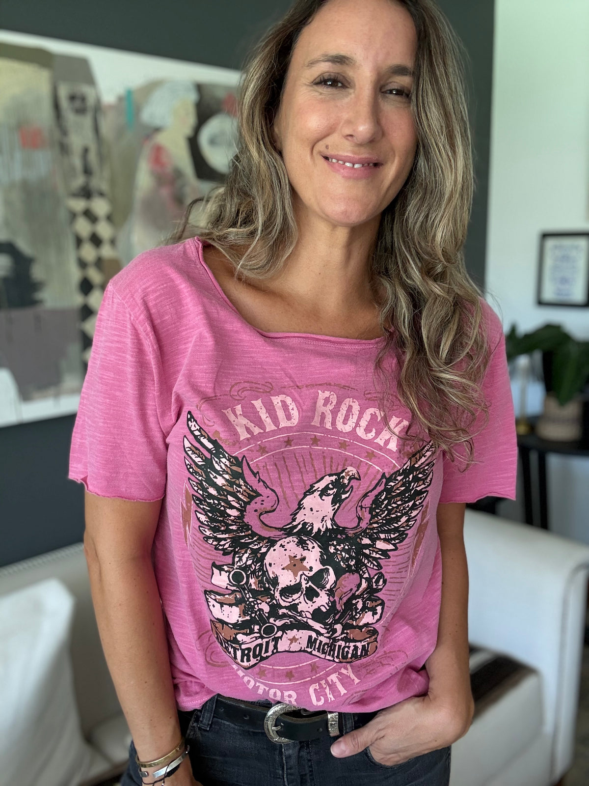 Polera rock fucsia