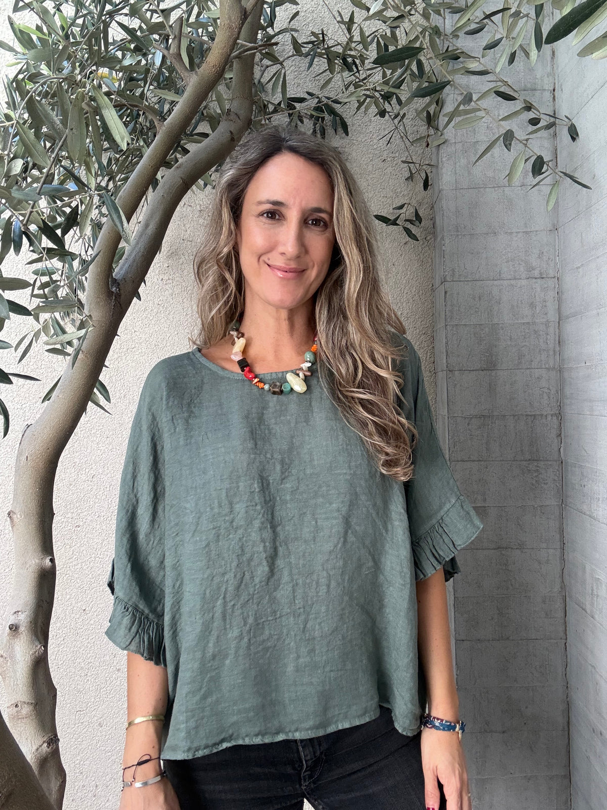 Blusa lino Salamanca verde