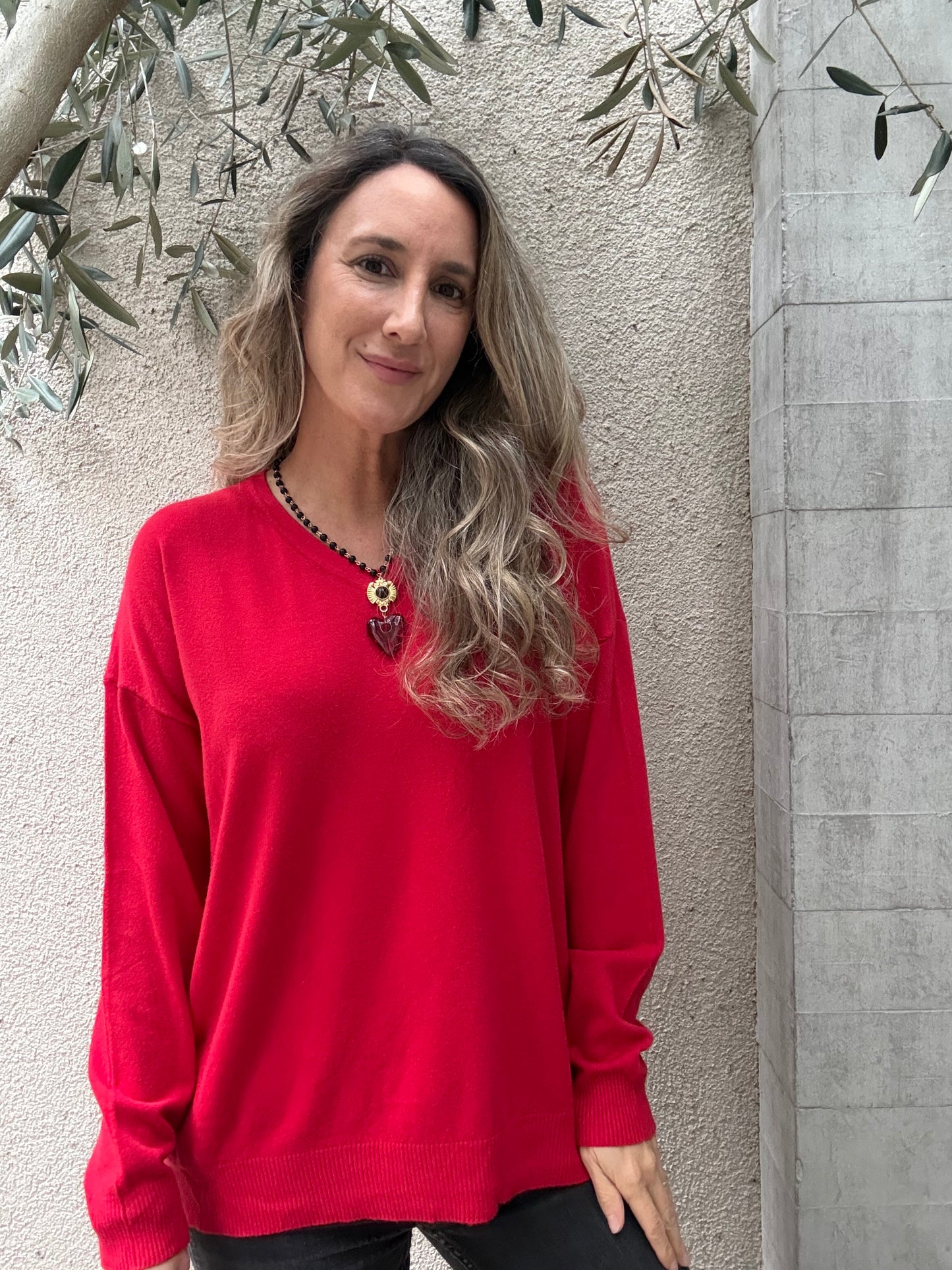Sweater básico Barceloneta rojo