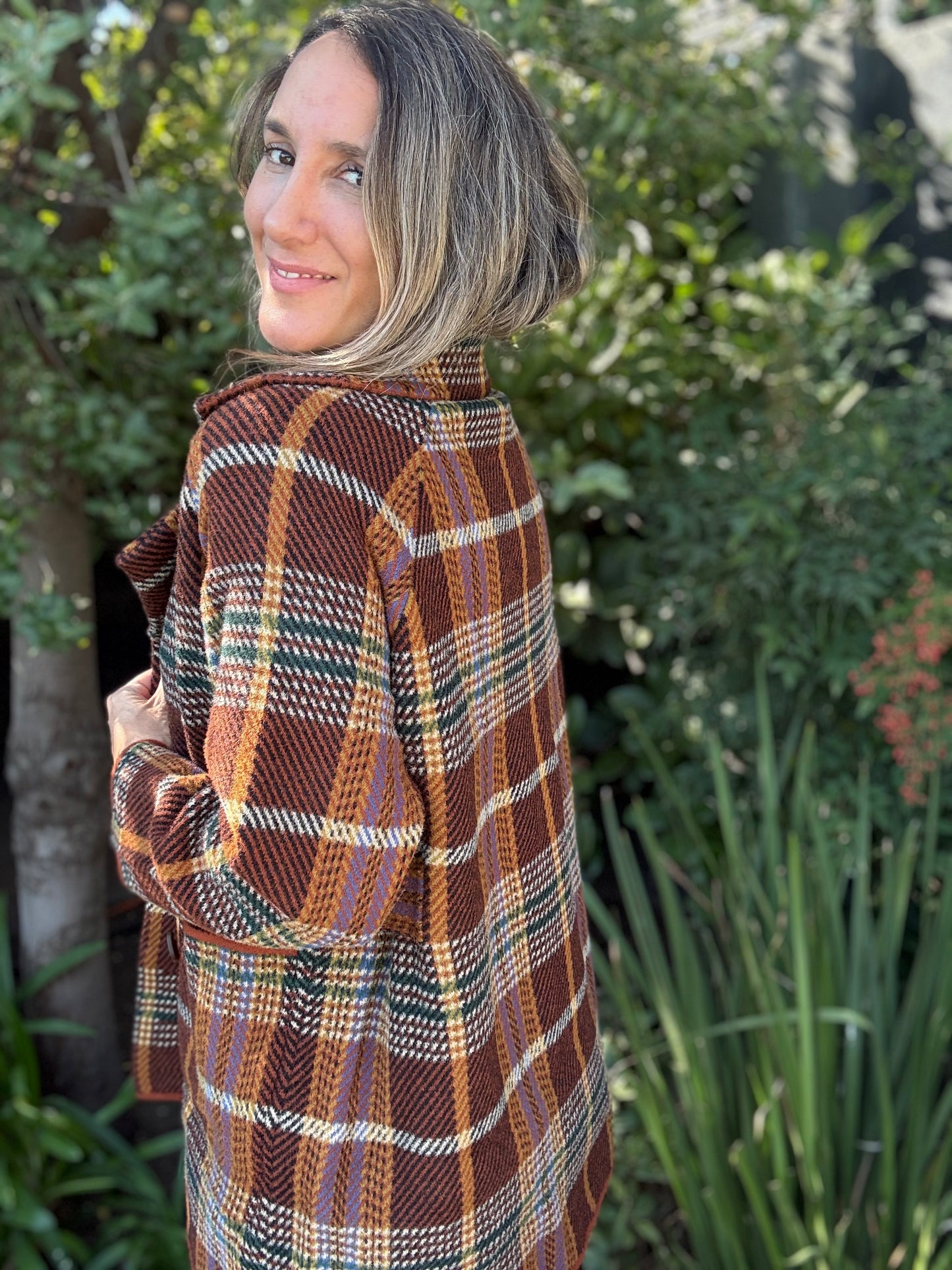 Chaqueta escocesa ladrillo