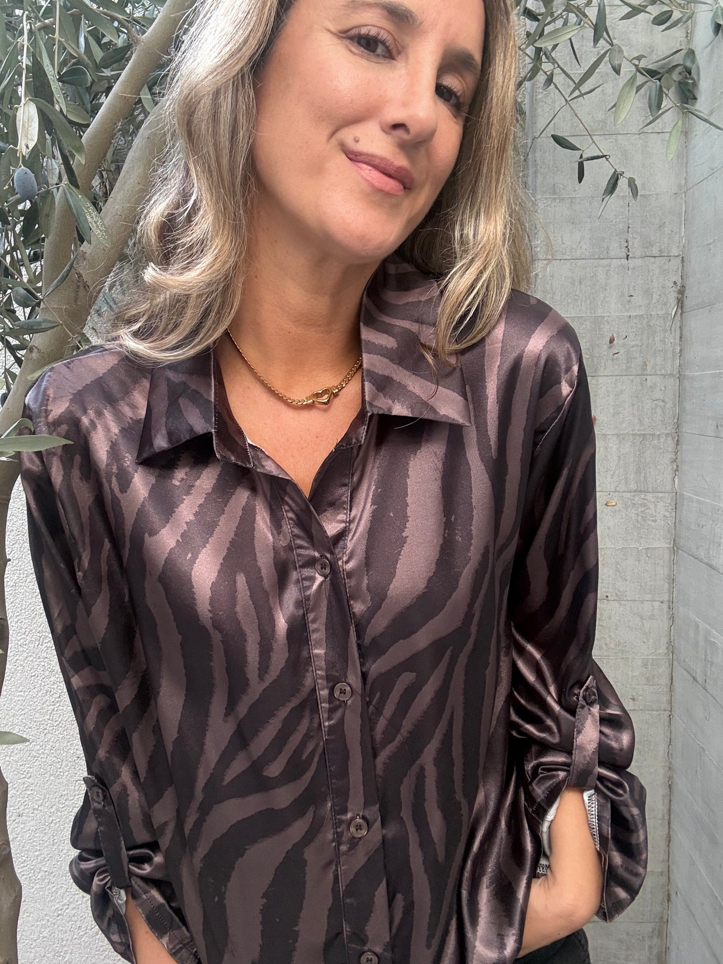 Blusa cebra gris morado