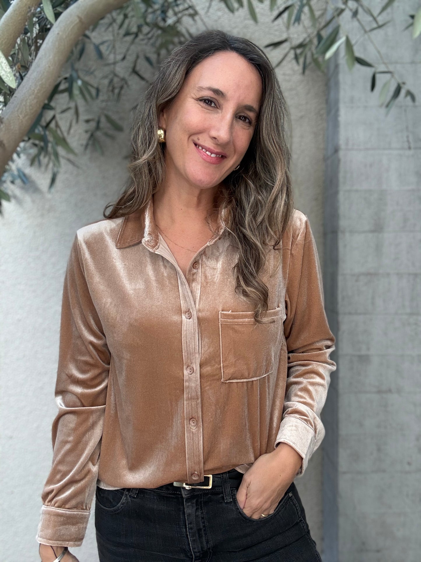 Blusa Terciopelo beige
