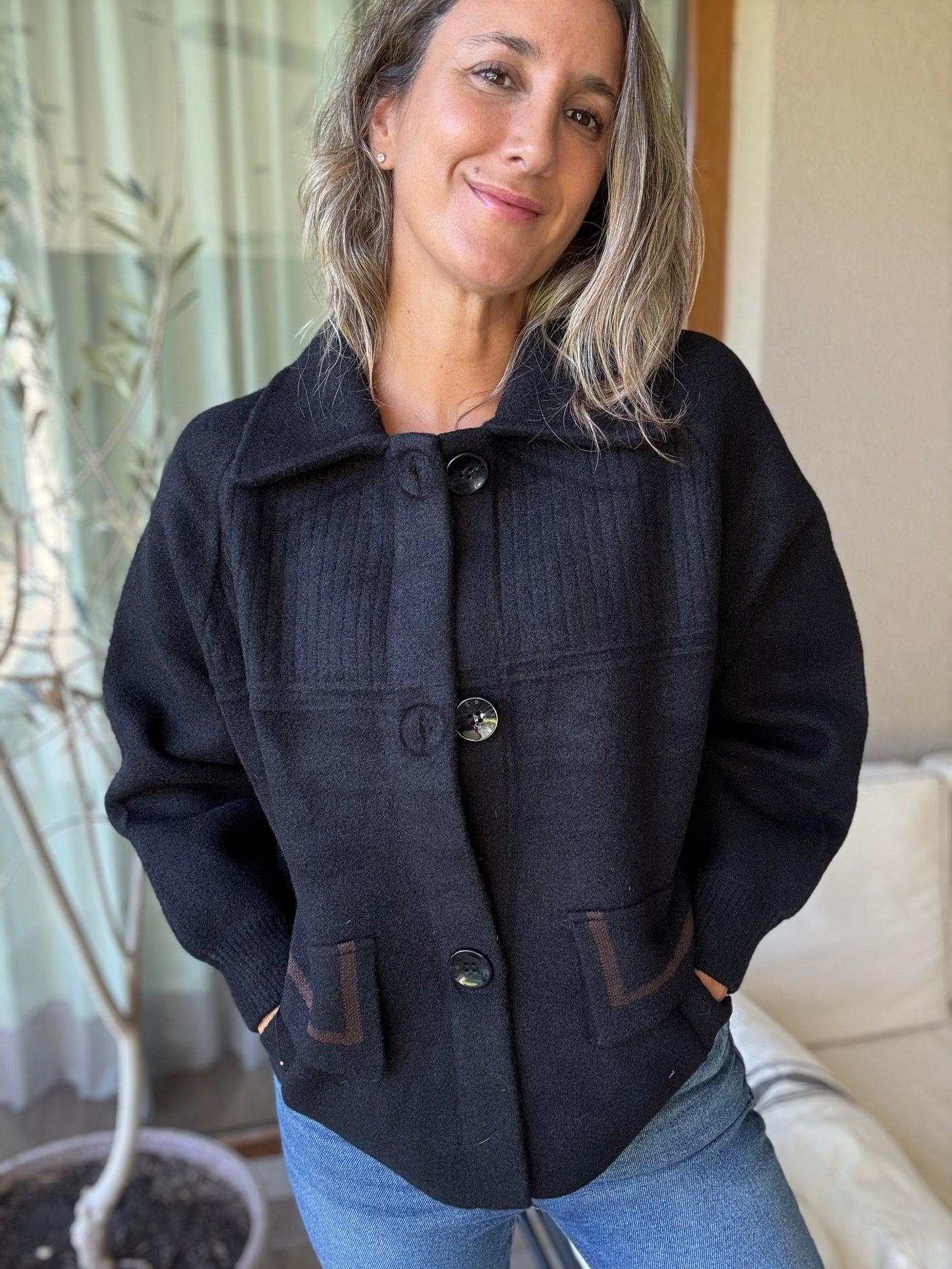 Chaqueta granada negra