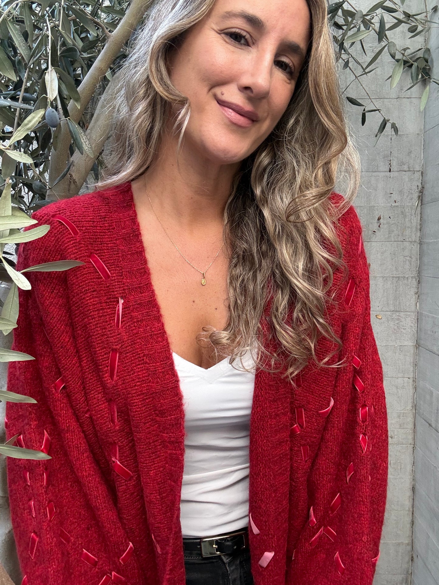 Chaleco cintas gamuza rojo
