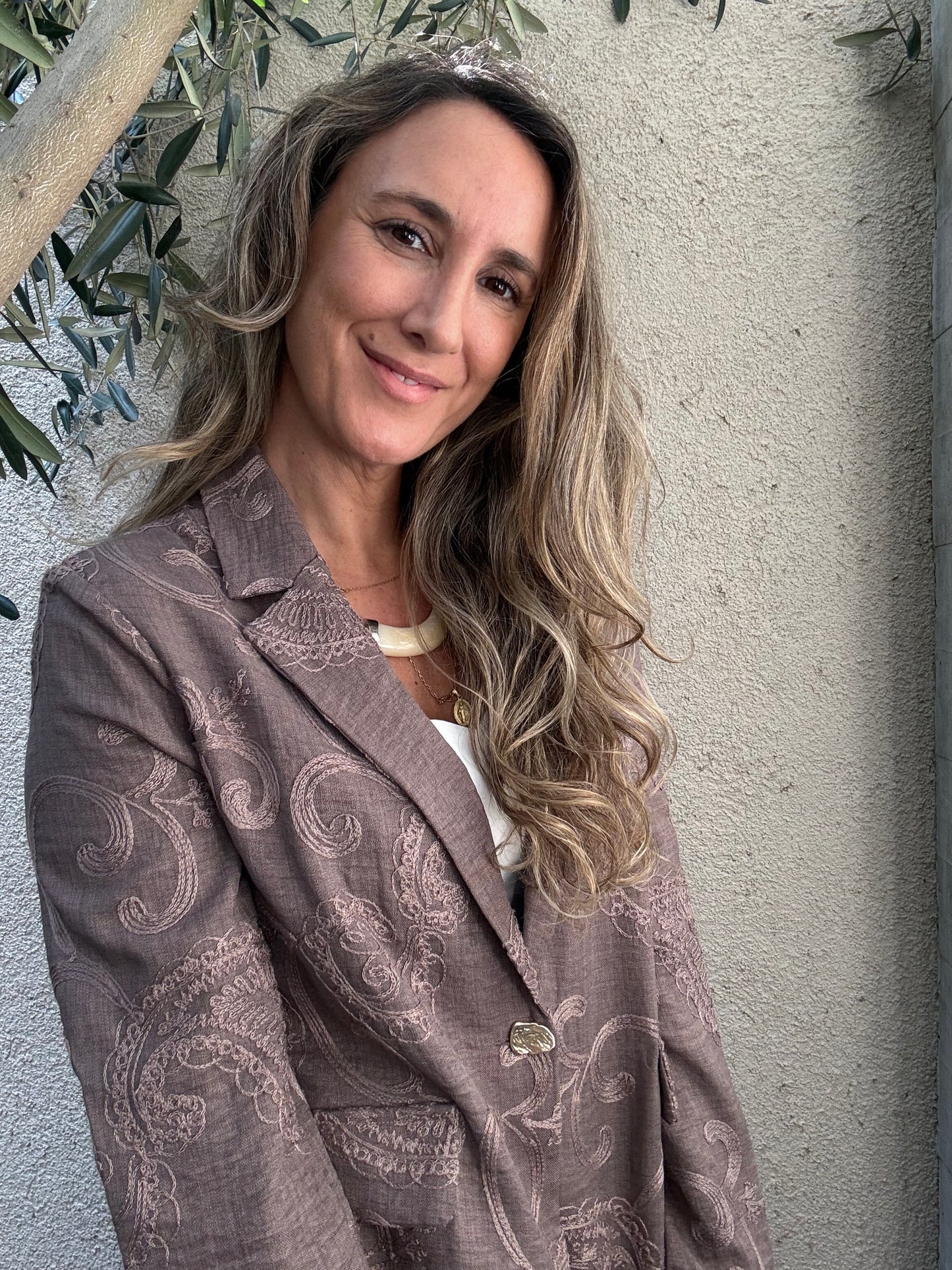 Blazer bordado moro/malva
