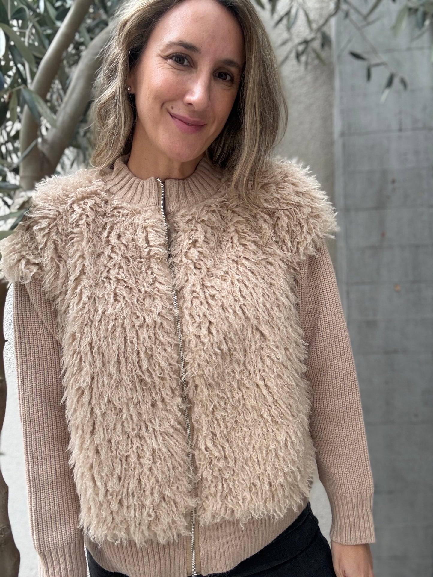 Chaleco Peludo Camel