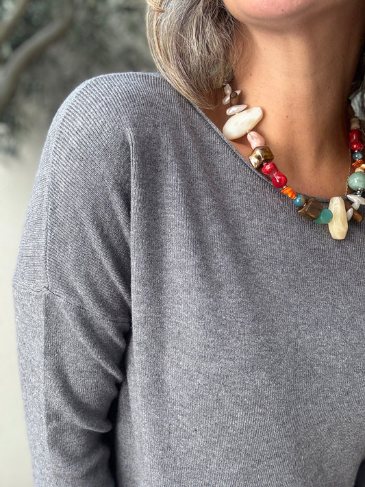 Sweater básico botones gris