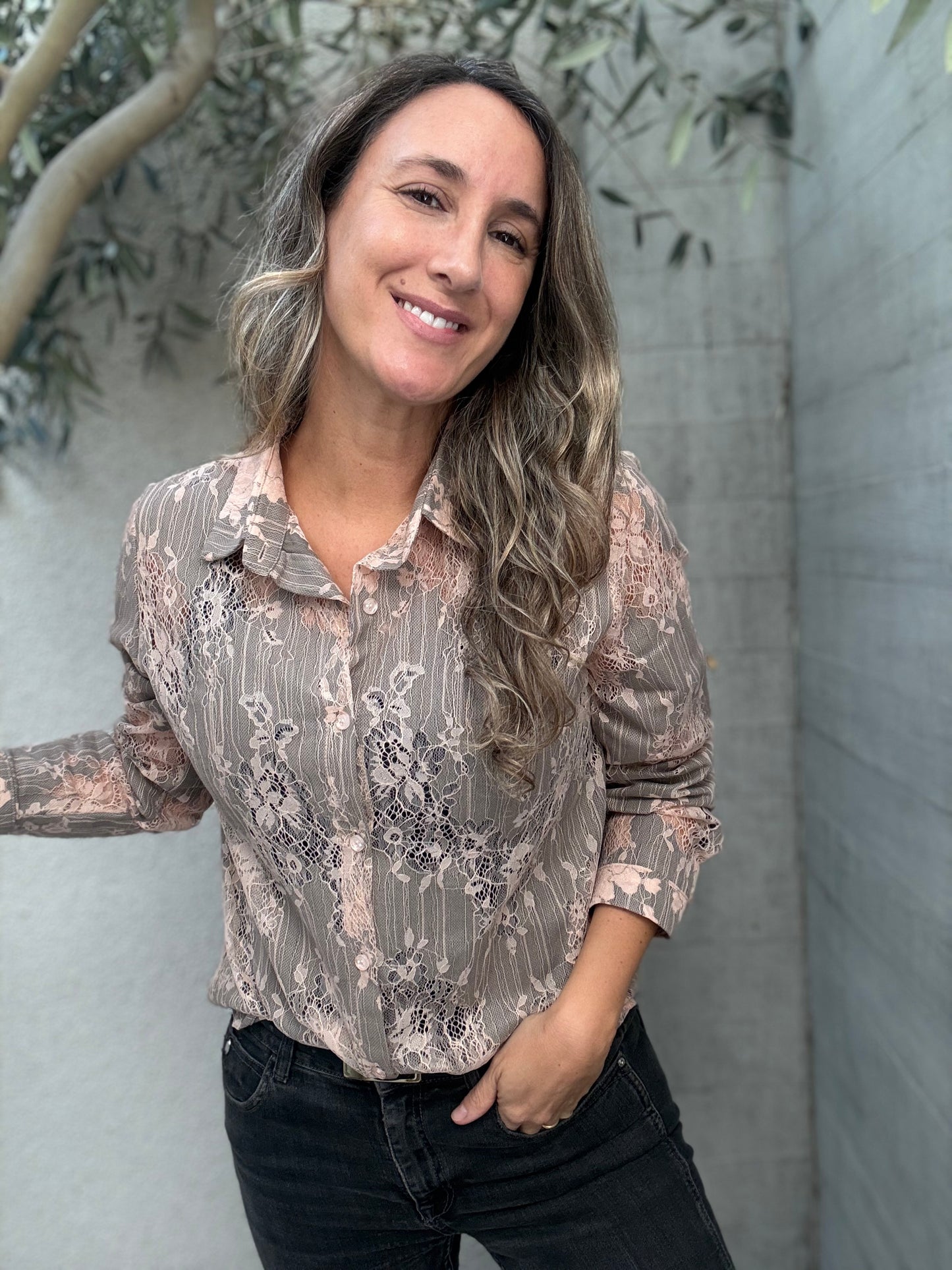 Blusa Encaje rosa