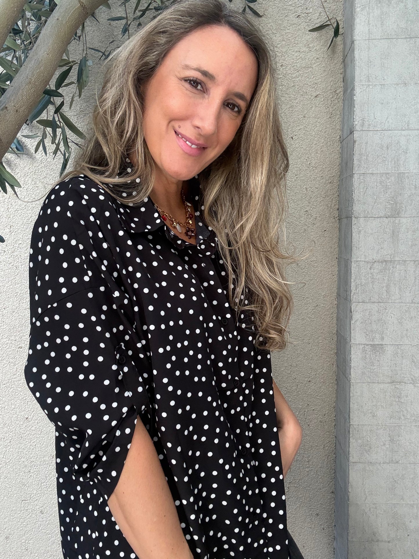 Blusa new lunares negra