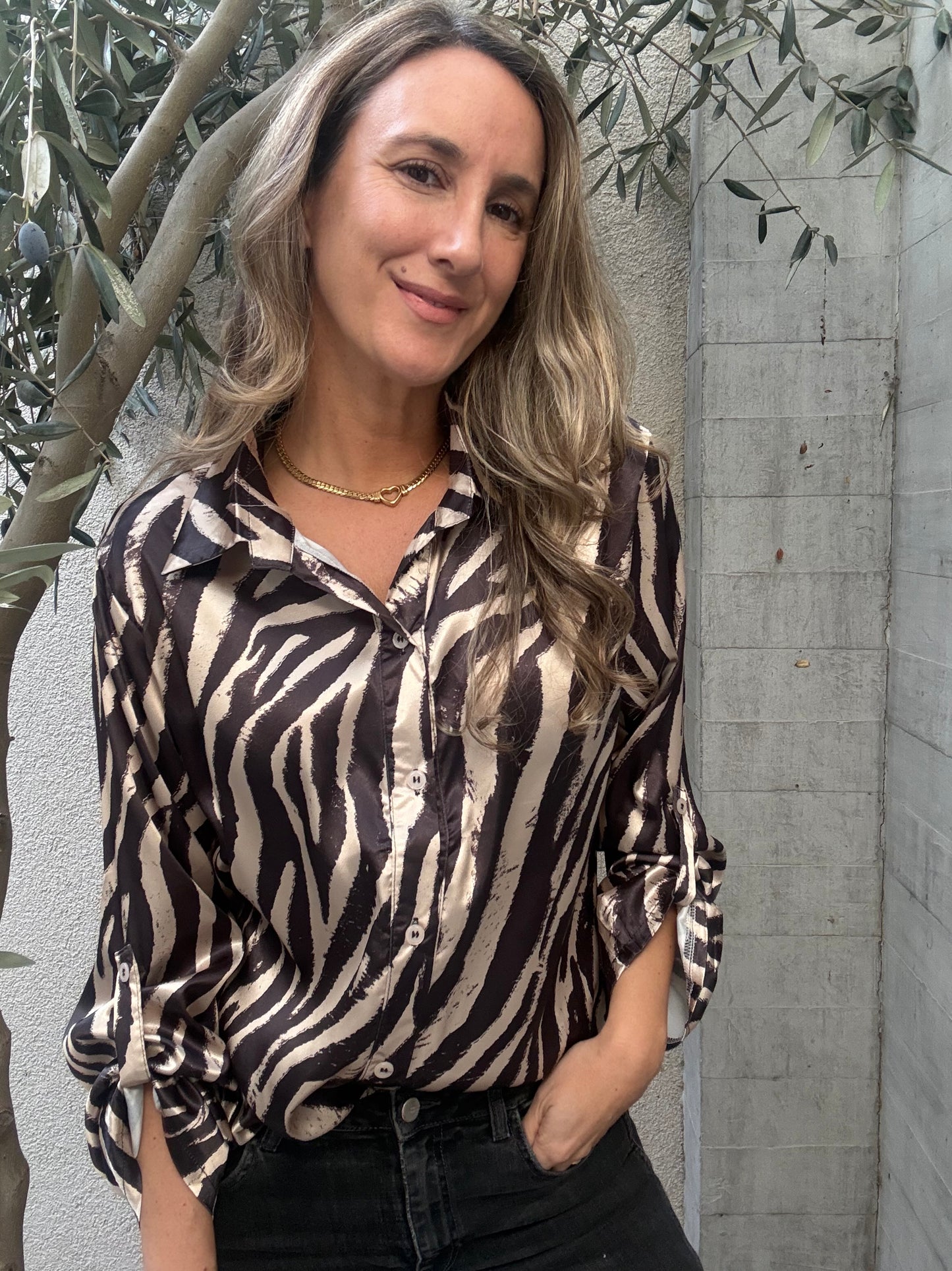 Blusa cebra beige