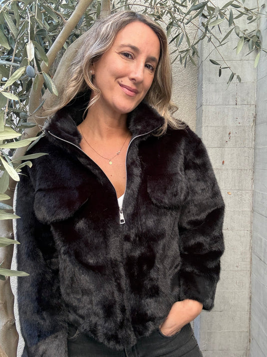 Chaqueta  Piel corta negro