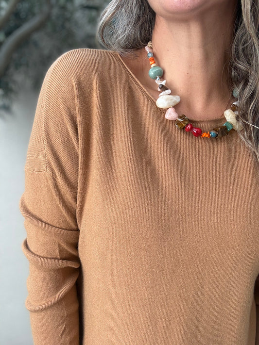 Sweater básico botones camel