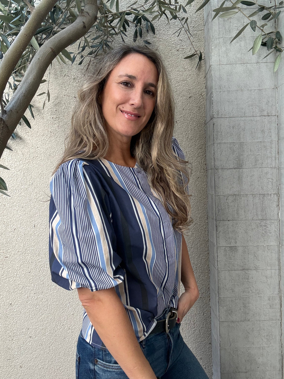 Blusa rayas azul