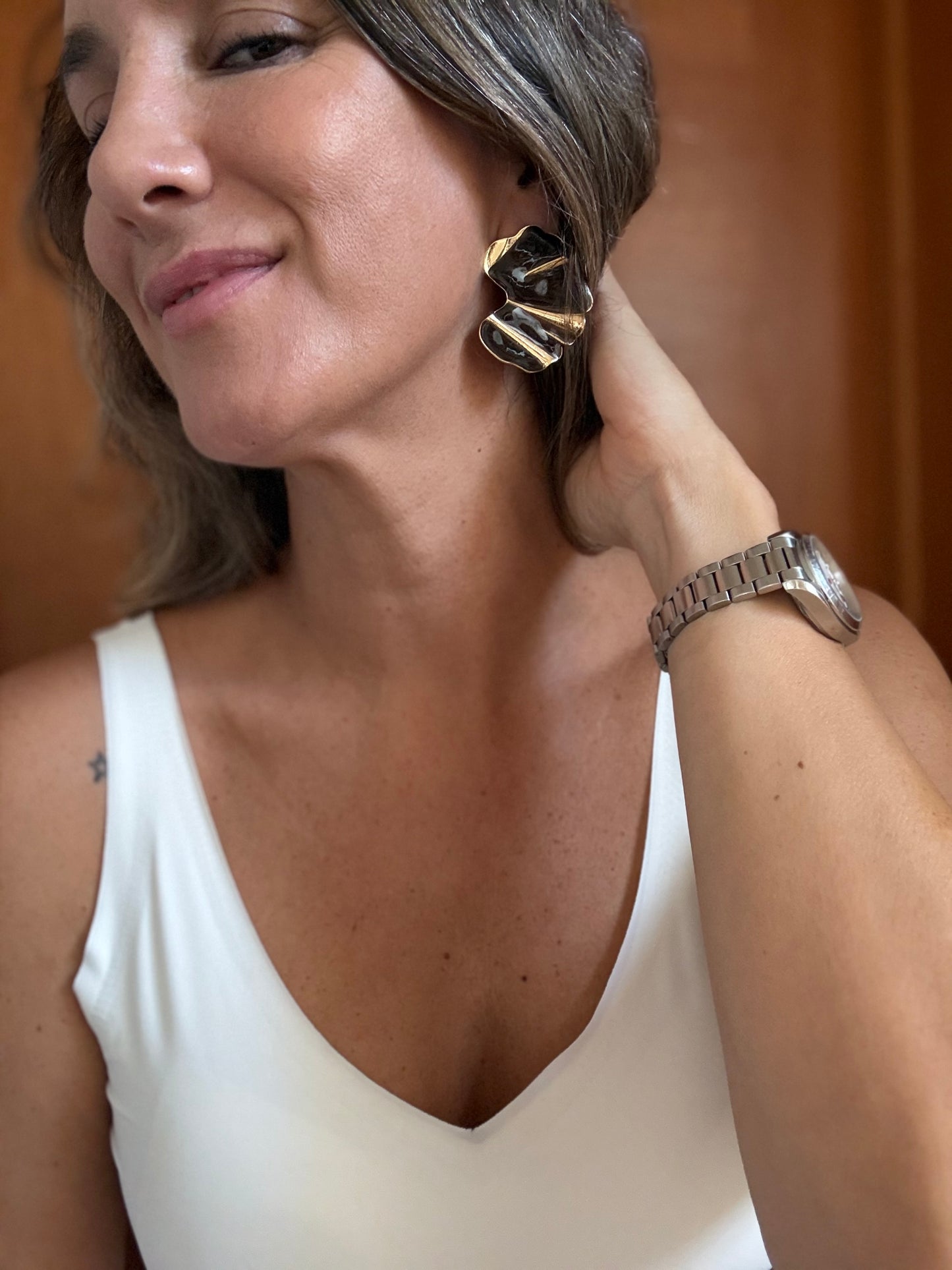 Aros Ángeles café oscuro