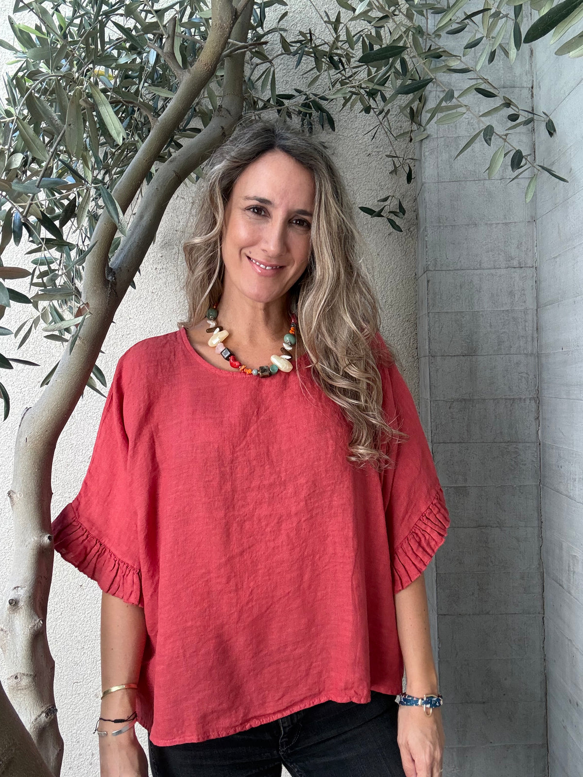 Blusa lino Salamanca frambuesa