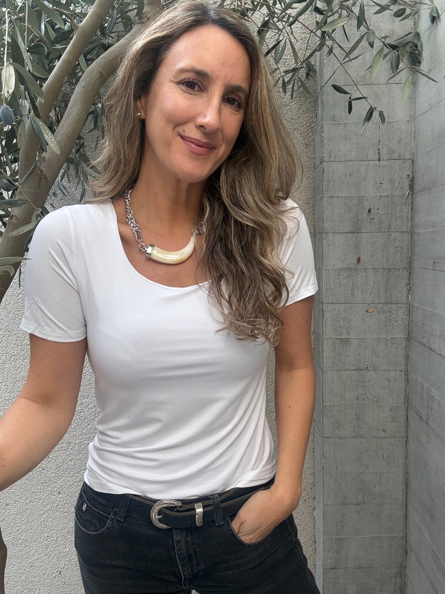 Polera manga corta blanca
