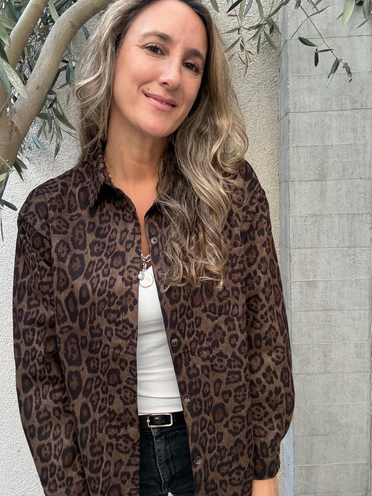 Blusa suede print camel verdoso